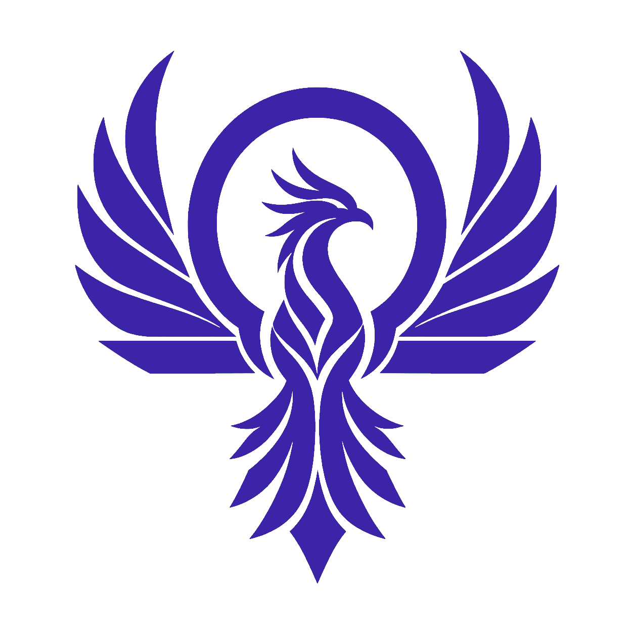Símbolo original del fénix Omega en violeta